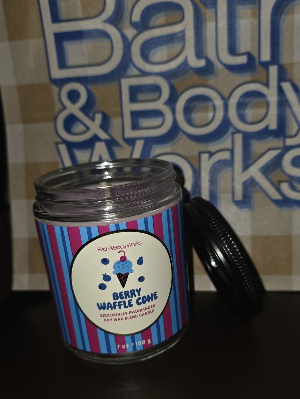 Candle Bath & Body Works Berry Waffle Cone 7 Oz. Soy Wax New